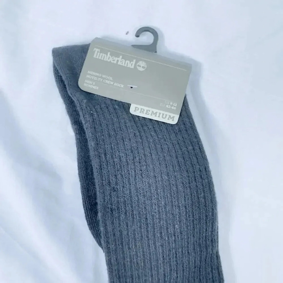NEW Timberland Ribbed Novelty Crew Socks  Wool Blend Black Mens Size US 9-12 - Picture 2 of 4